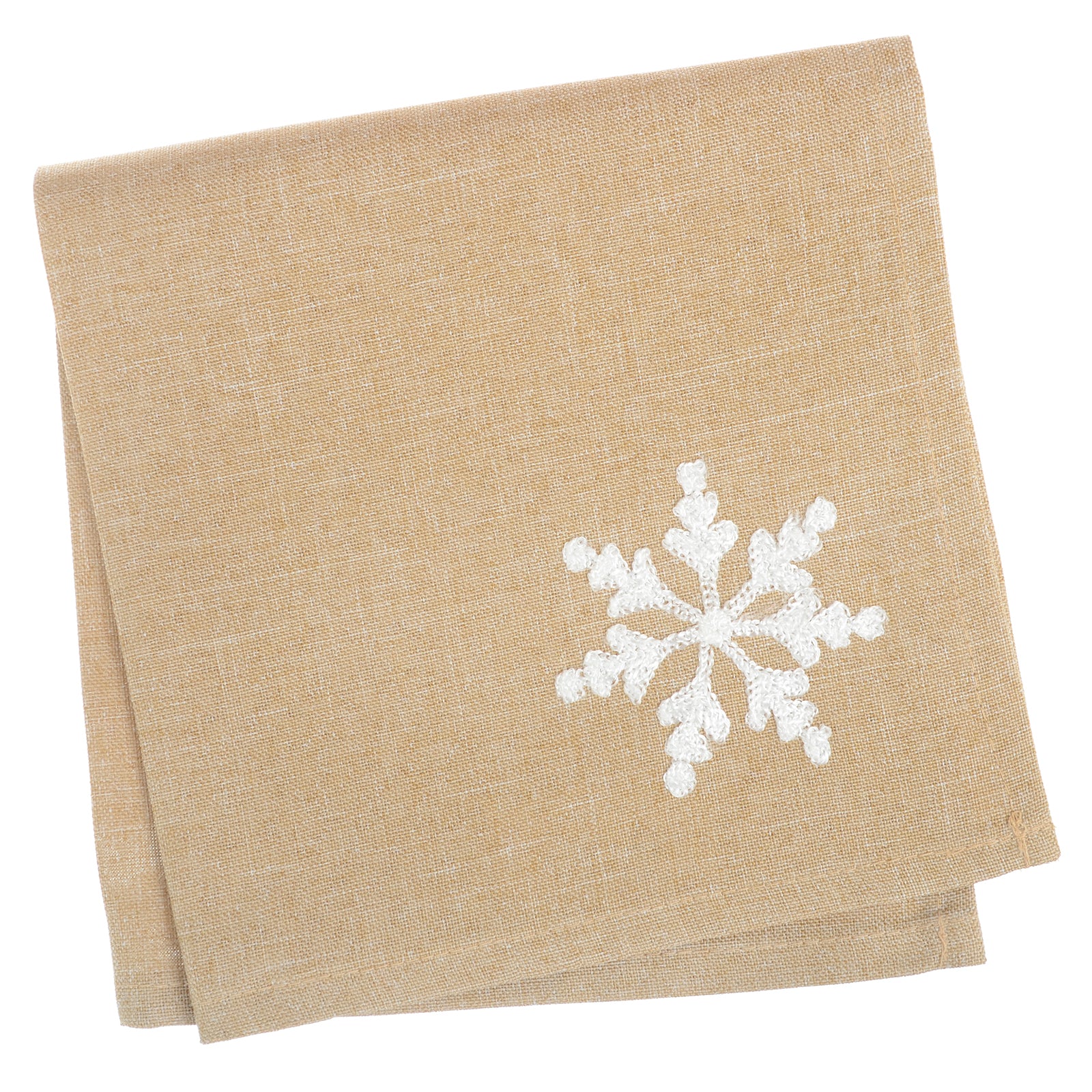 Mr Crimbo Let it Snow Embroidered Tablecloth/Napkin - MrCrimbo.co.uk -XS5872 - Biscuit -christmas napkins